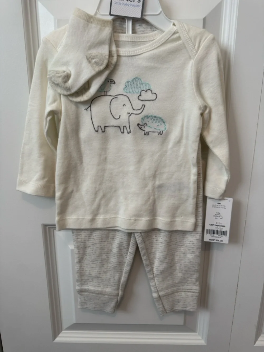 Carter's Cream Infant Onesie with Blue and Gray Print - Picture 1 of 8